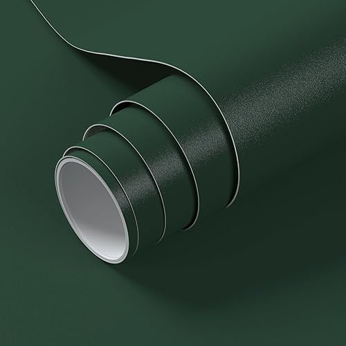 VOLEAAR Papel de contacto verde oscuro de 15.7 x 788 pulgadas, papel tapiz de vinilo adhesivo impermeable de color sólido verde para gabinete,