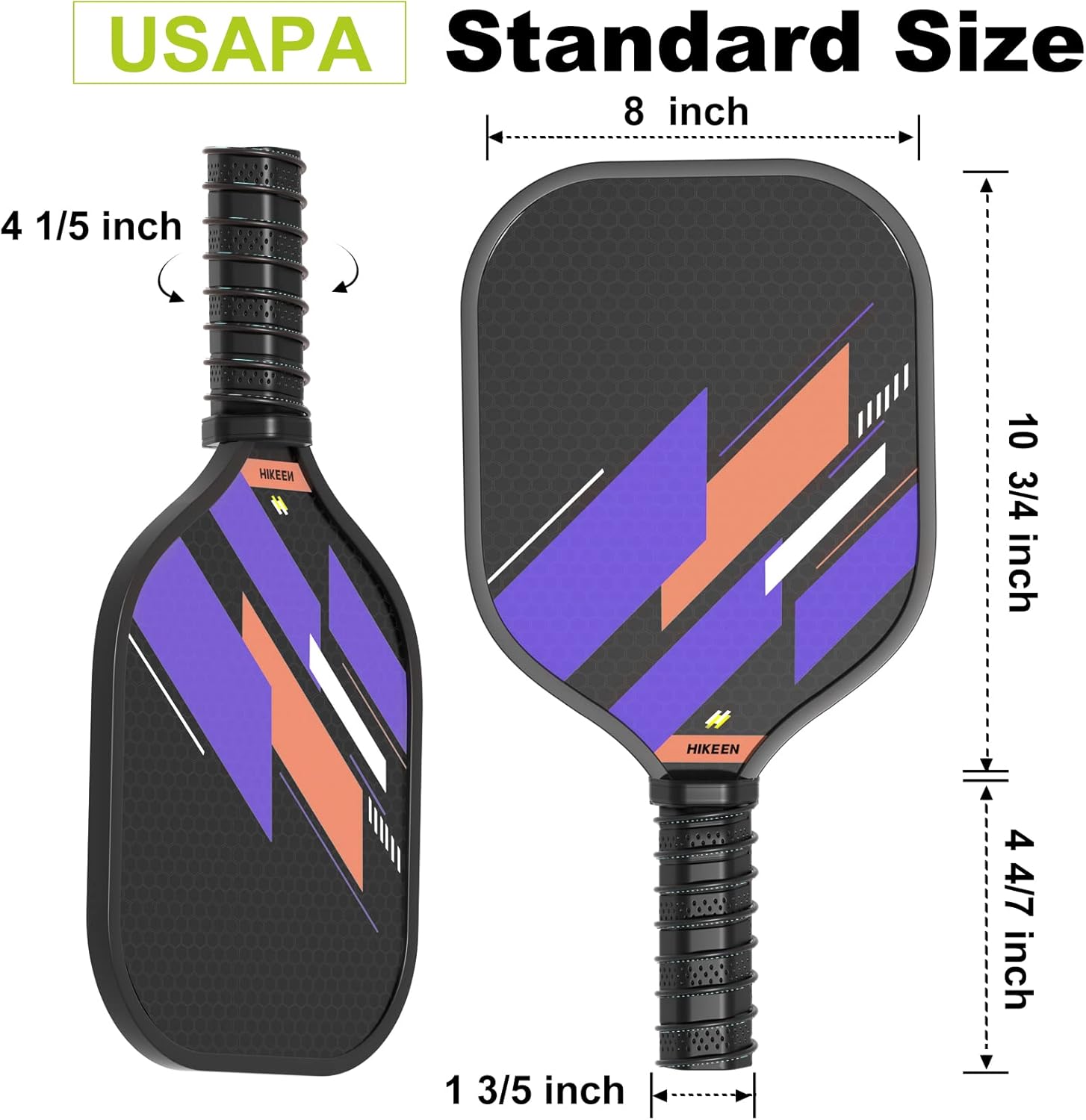 Hikeen Pickleball Paddles Sets of 4, Anti-Slip Grip bLightweight Pickleball Racket for Beginners with 1 Carrying Bag & 4 Pickleball Balls for Outdoor/Indoor Use
