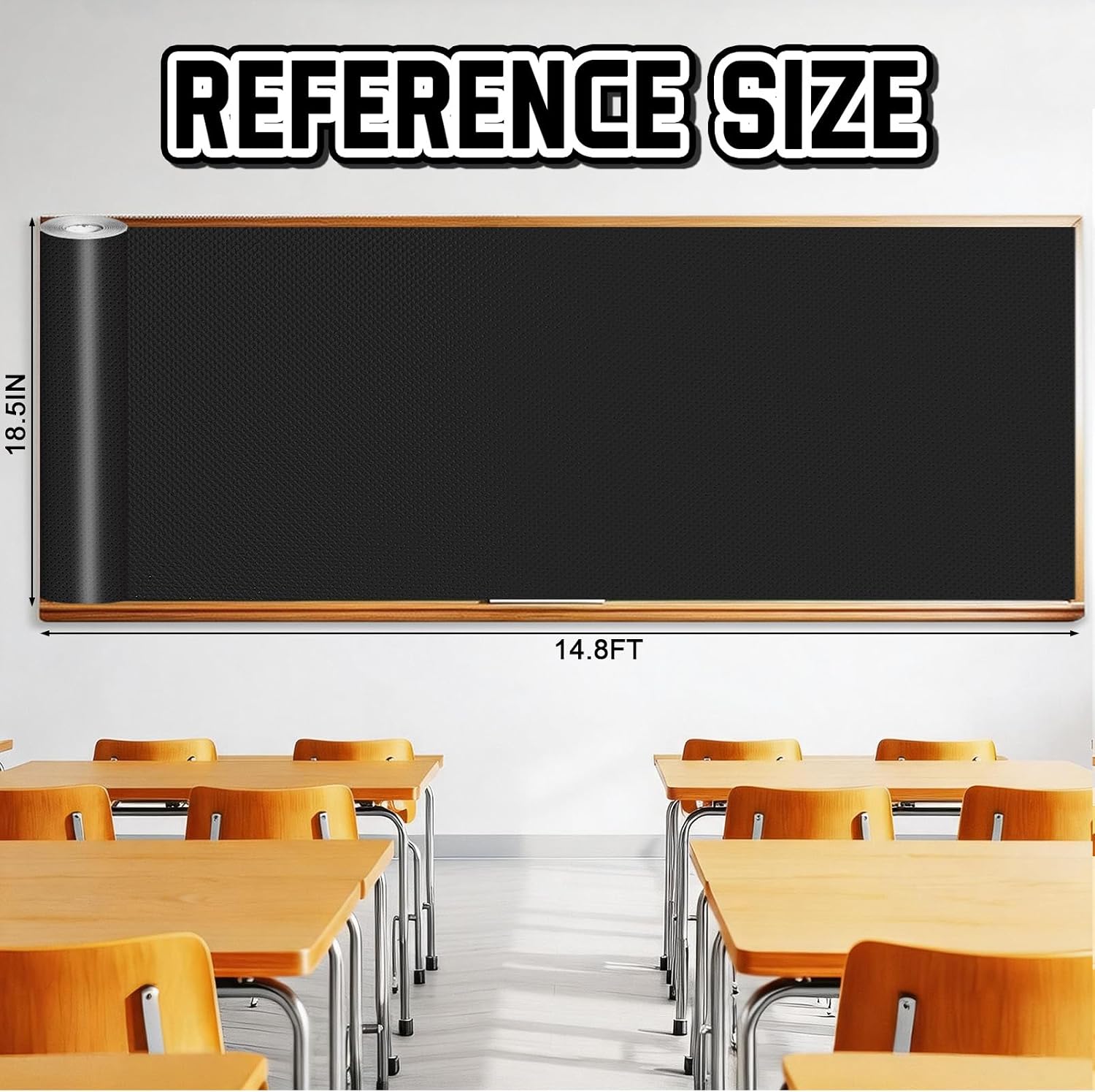 Inkspire Black Bulletin Board Paper Roll,14.8FTx18.5IN Large Reusable Waterproof Erasable Classroom Wall Background Backdrop Paper,Fade-Resistant Fabric Wrapping School Decors Teacher Supplies image 2