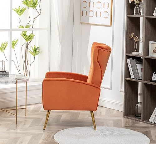 Miniatura 8 de Silla decorativa moderna de terciopelo, muebles de dormitorio, oficina o sala de estar con elegantes patas de metal, sillón de 26 pulgadas de ancho,