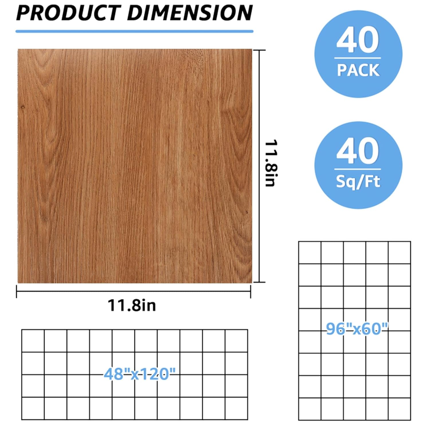 akolafe 40 sheet vinyl flooring 12 x 12 inch peel and stick floor tile waterproof wood flooring tile clearance self adhesive vinyl floor tiles sticky laminate flooring stick on kitchen basement rv 12x12 inch wood grain 40