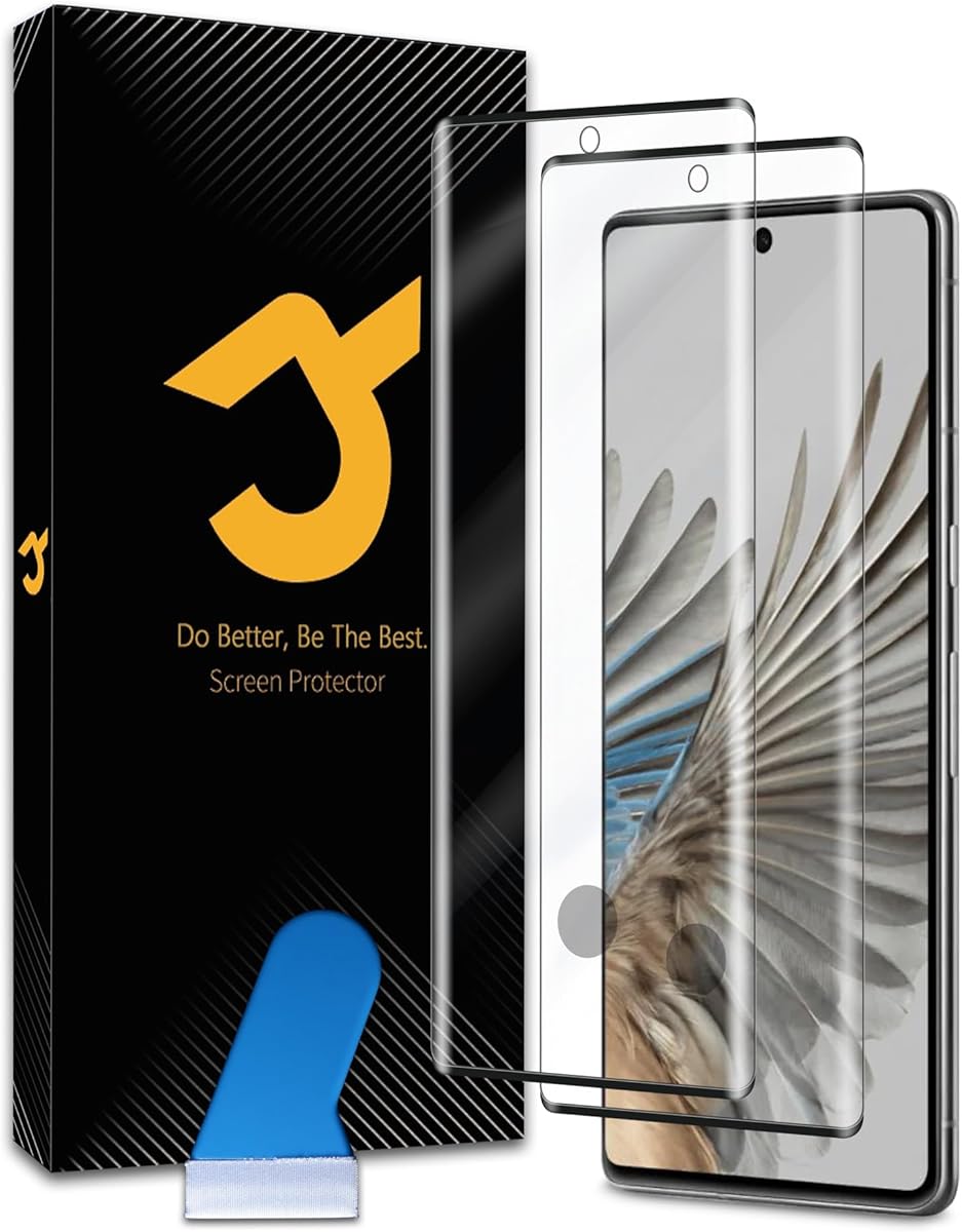 JZG 2 Pack Screen protector for Google Pixel 7 Pro (Tempered Glass), Fingerprint Unlock, Anti-Shock, Bubble Free, Case Friendly