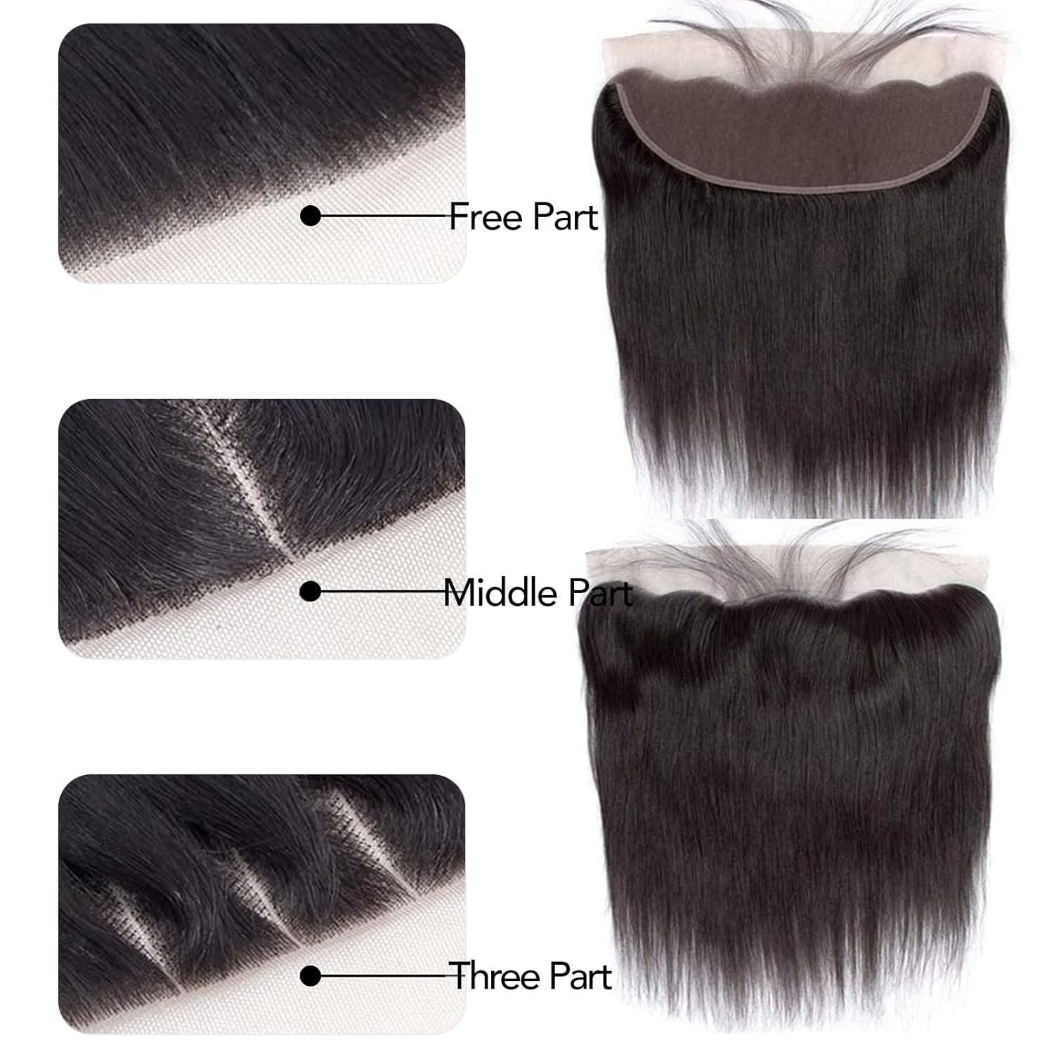 Straight Lace Closure 13x4 Hd Lace Frontal Closure Transparent Lace Frontal Closure 16 Inch Brazilian Straight Human Hair Natural Black Hair Color