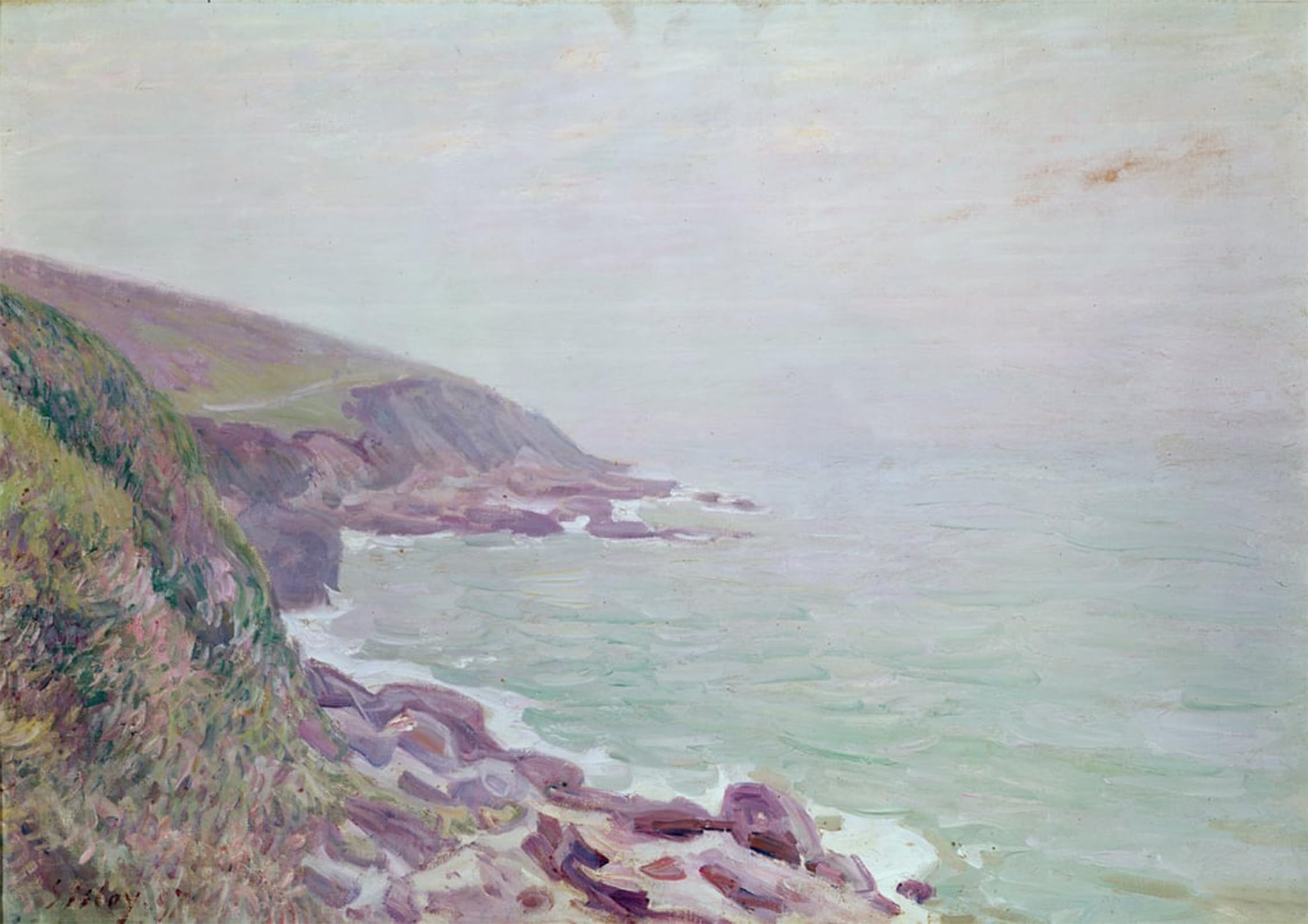 ARTXLXXBN Famous Art Print Poster Vintage Wall Art the Welsh Coastline Misty Morning by Alfred Sisle Canvas Art Poster for Home Decor 60x90cm