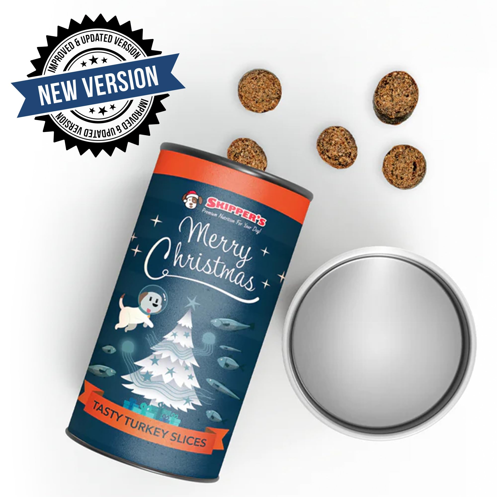 SKIPPER'S Christmas Tasty Turkey Slices, Contains Fish Turkey Slices, Grain & Cereal Free, Source of Omega 3 Oil - Image 2