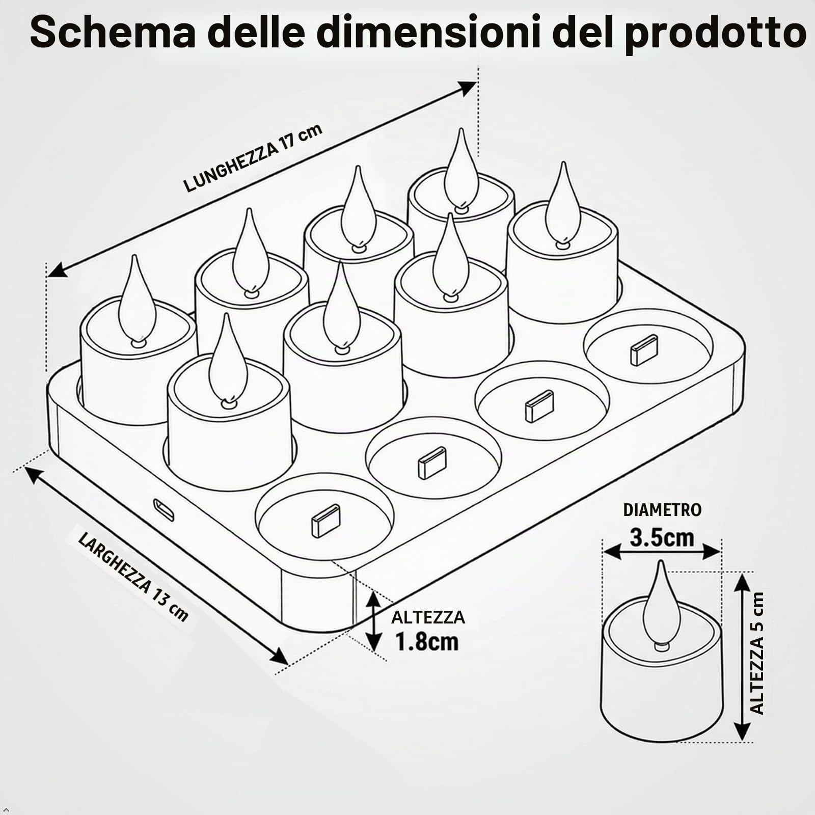 Candele LED Senza Fiamma Ricaricabili con Telecomando,Confezione da 12