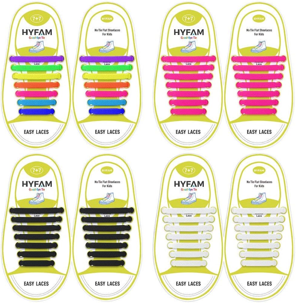HYFAM No Tie Shoelaces for Kids/Adults, Waterproof Elastic Silicone Tieless Shoe Laces for Sneakers Board Shoes Casual Shoes