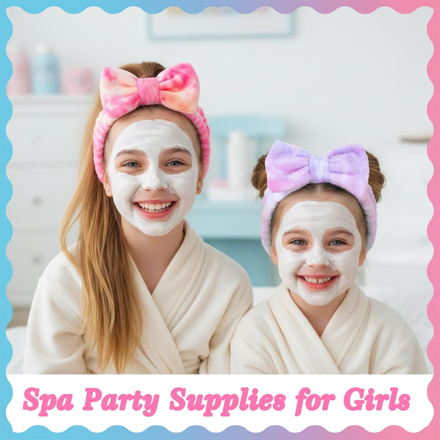 24 Pcs Spa Headband Plush Sleep Eye Mask Set Plush Sleep Eye Mask Soft Spa Headband Gift for Birthday Bachelorette Slumber Wedding Graduation Party Supplies(Tie Dye)