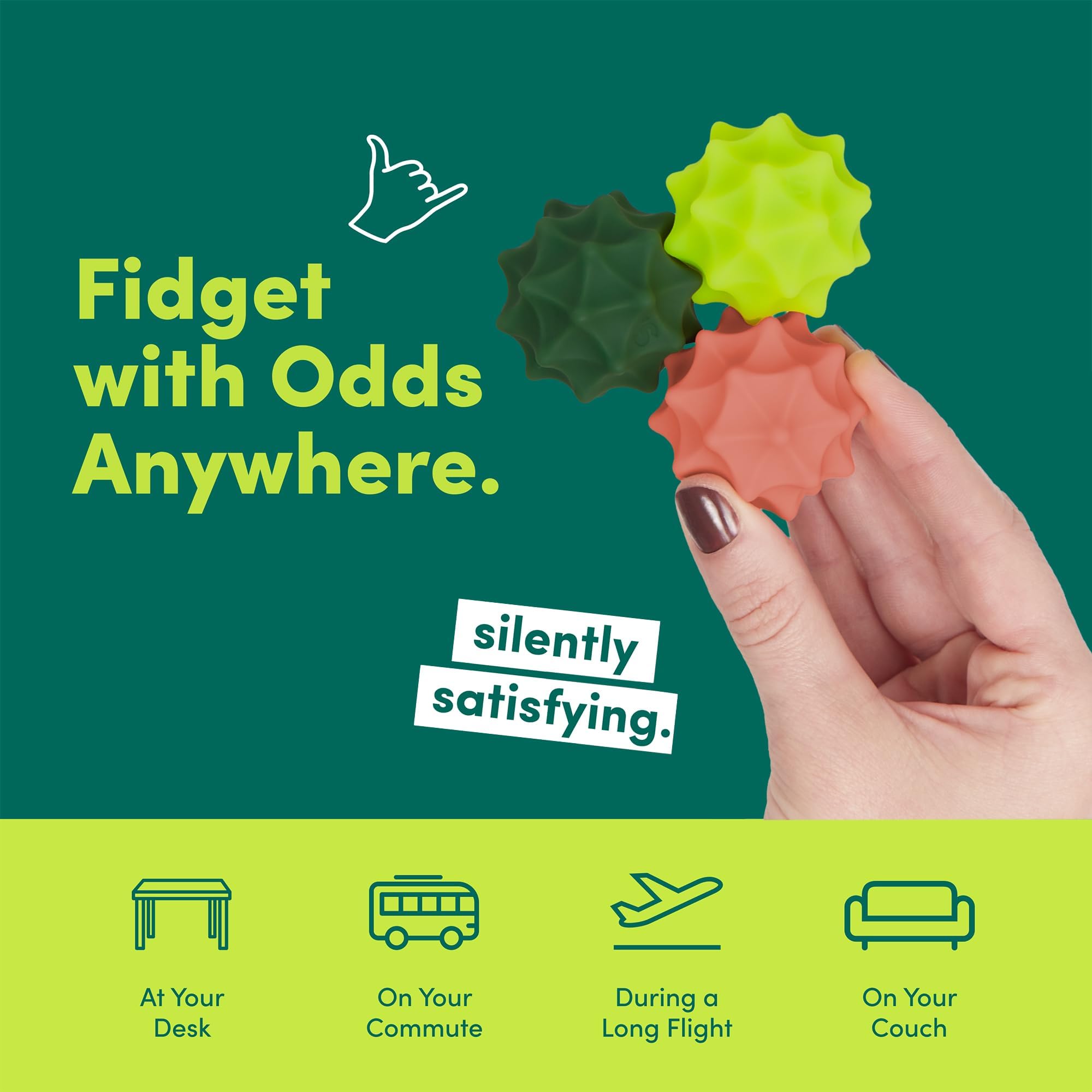 Speks Odds Magnetic Fidget Toy, Green Spurs - Image 5