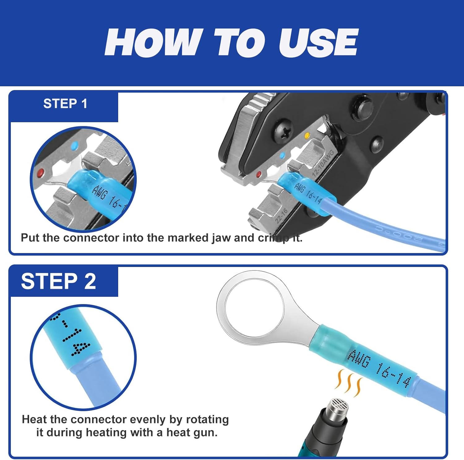 6PCS Crimping Tool Set, Ratchet Wire Crimper Tool For Heat Shrink, Insulated Nylon,Non-Insulated,Ferrule Wire End, Open Barrel Terminals, Solar Connectors