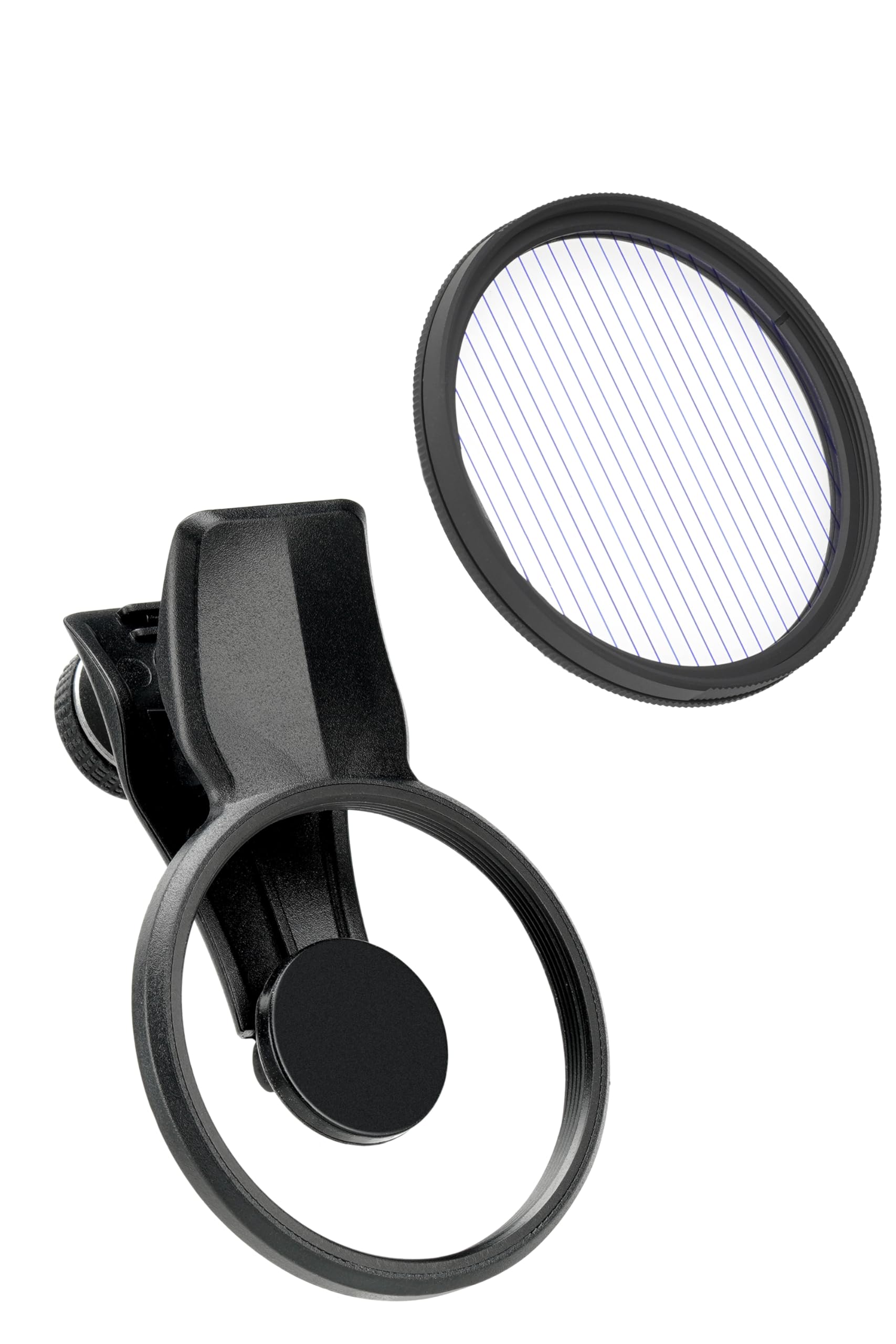 EXAPRO Smartphone Lens Filter Clip + Anamorflare Blue Filter Set, Ray-Like Flare Effect, forφ49mm Lens Filter, Rotating Frame Type, Compatible with iPhone/Android, EXP-FCAF-03BL