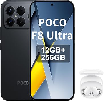 XIAOMI Poco F8 Ultra Smartphone 12 + 256 GB 6.9 Inch 120 Hz AMOLED Display 50MP Light Fusion 950 with OIS Sound by Bose 6500 mAh Black Included Earphone