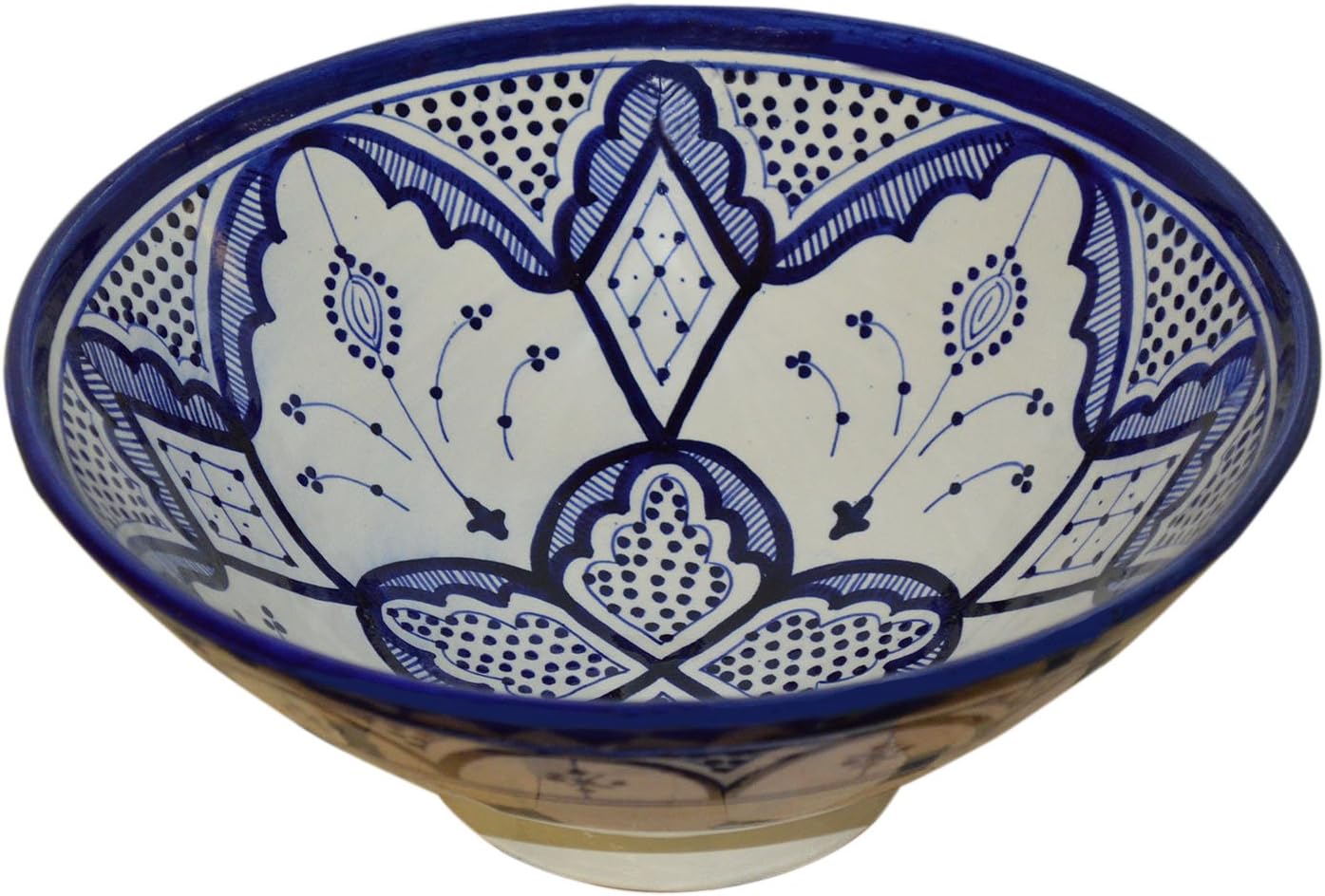 Treasures Of Morocco Ceramic Bowls Moroccan Handmade Serving Piece With Vivid Colors 8 inches in diameter Blue