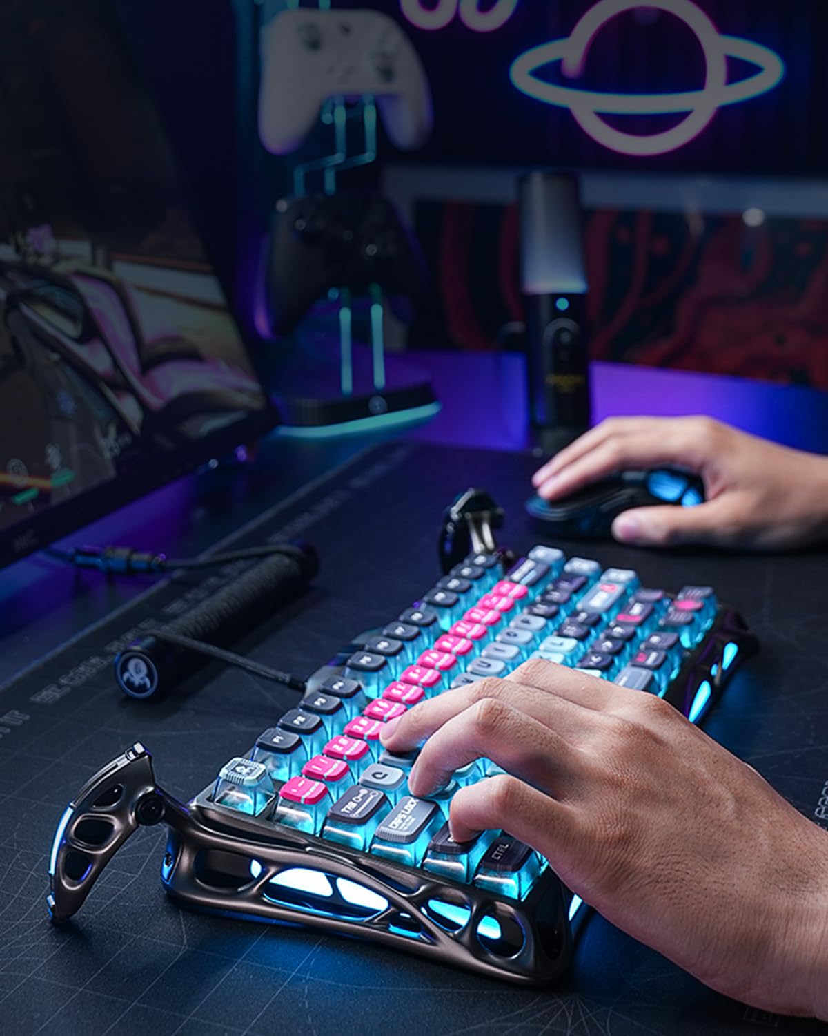 GravaStar V75 Pro Tastiera Gaming HE con cavo, Switch Magnetici Hall Effect, Rapid Trigger 0,005mm, Polling Rate 8KHz,Tastiera Meccanica 75% RGB, Attuazione Regolabile, Alluminio (Cyberpunk)