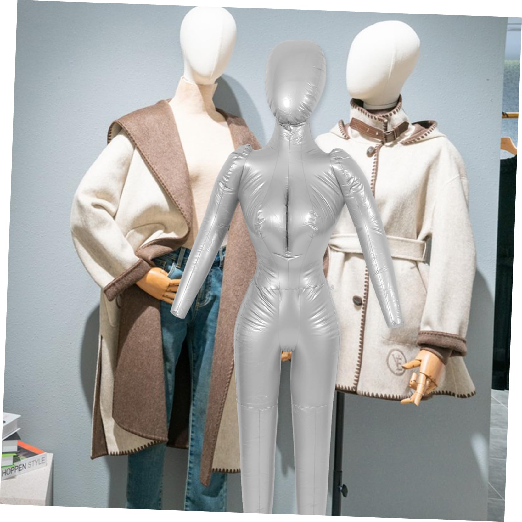 SHINEOFI Maniquí Inflable para Exhibición de Ropa de Mujer Cuerpo Completo, Material PVC Resistente, Buena Estabilidad y Prevención de Deformación para Ventana y Fotografía