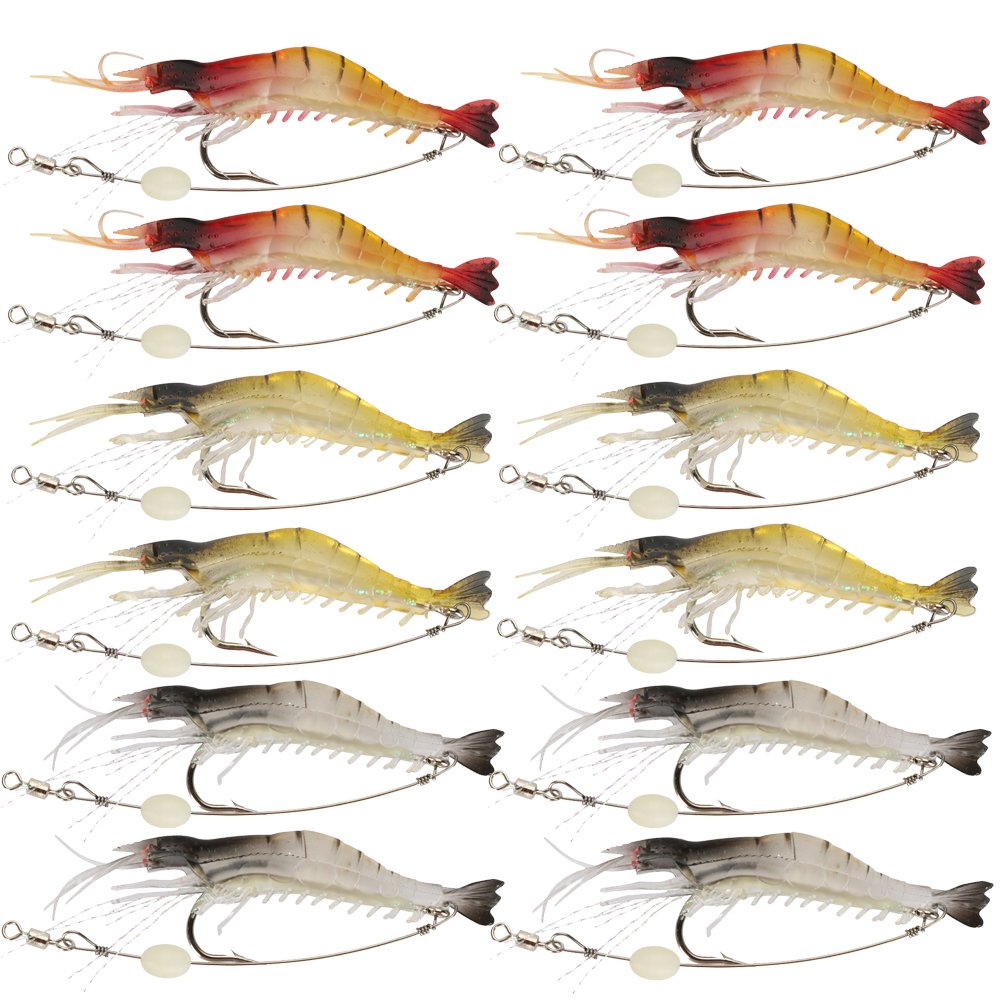 Buy Goture Soft Shrimp Lures Fishing Saltwater Luminous Shrimp Bait Set