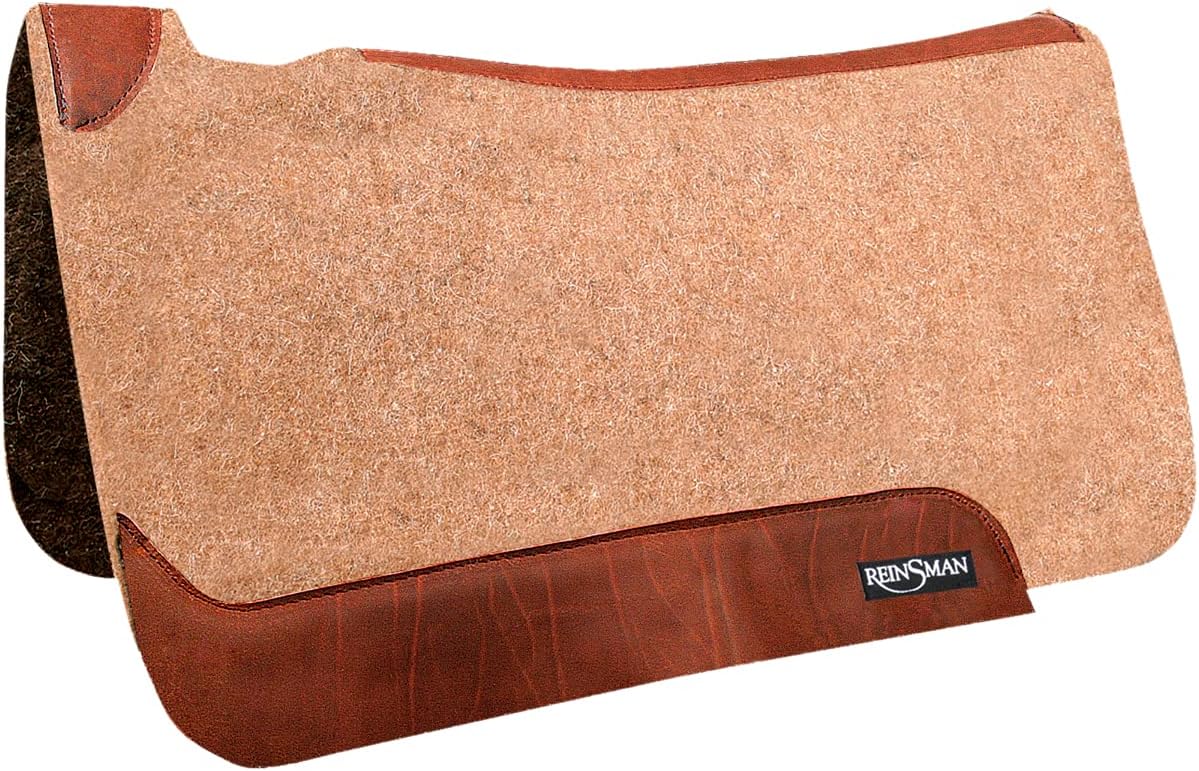 Reinsman Quick-Drying Moisture-Wicking Shock-Absorbing Square Wool Felt Contour Saddle Pad, Tan