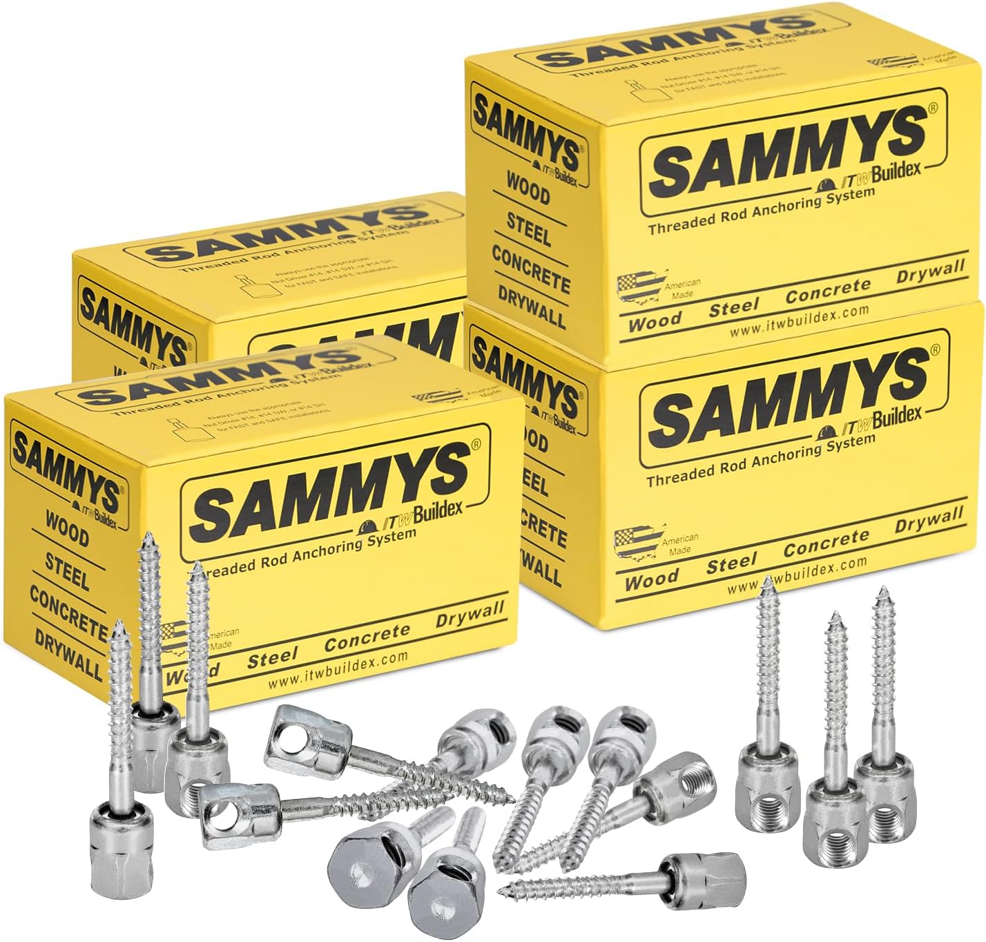 Everflow Sammys 8023925-100 SWG 30 3/8 Inch Screw Sidewinder Designed for Wood, Rod Hanger, Installs Horizontally, Steel with Zinc Plated, Corrosion Resistance, 1/4 x 3 Inch Screw Length (pack of 100)