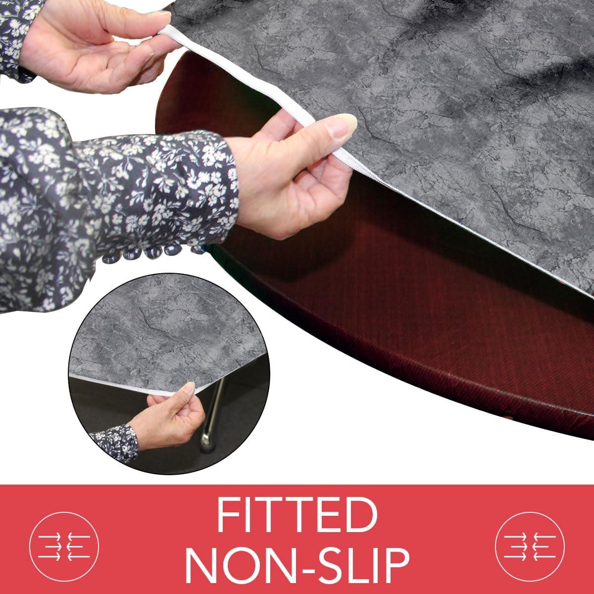 LAMINET - Elite Elastic Edged Print Table Pad - Marble Grey - Small Round - Fits Tables up to 44" Diameter - The Ultimate Protection for Your Table