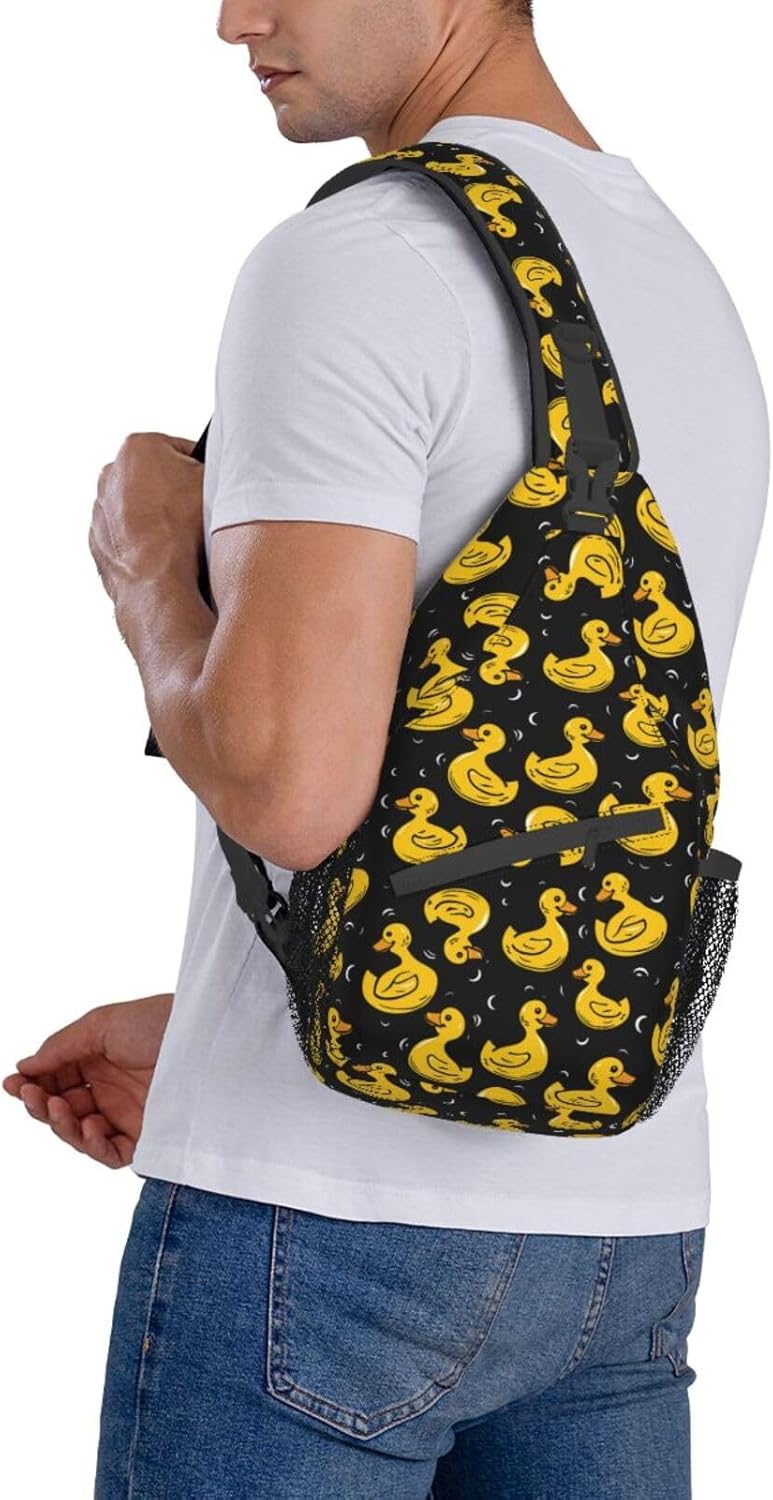 Yellow Rubber Ducks Cartoon Ducks Sling Backpack Hiking Backpack Crossbody Bag Sports Lightweight And waterproof Chest Bag Shoulder Bag For Women Men - Image 9