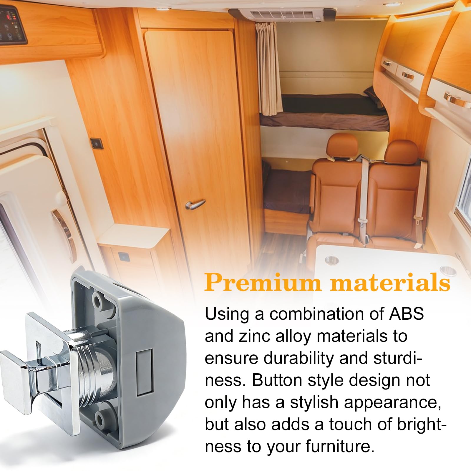 BORDEAG Serratura A Pulsante,5 Pezzi Caravan Push Lock,per Serratura Armadio,Push Lock Serratura Chiusura A Pulsante per Camper,Barche,Yacht,Spessore del Pannello da 12 A 20MM,Facile Installazione
