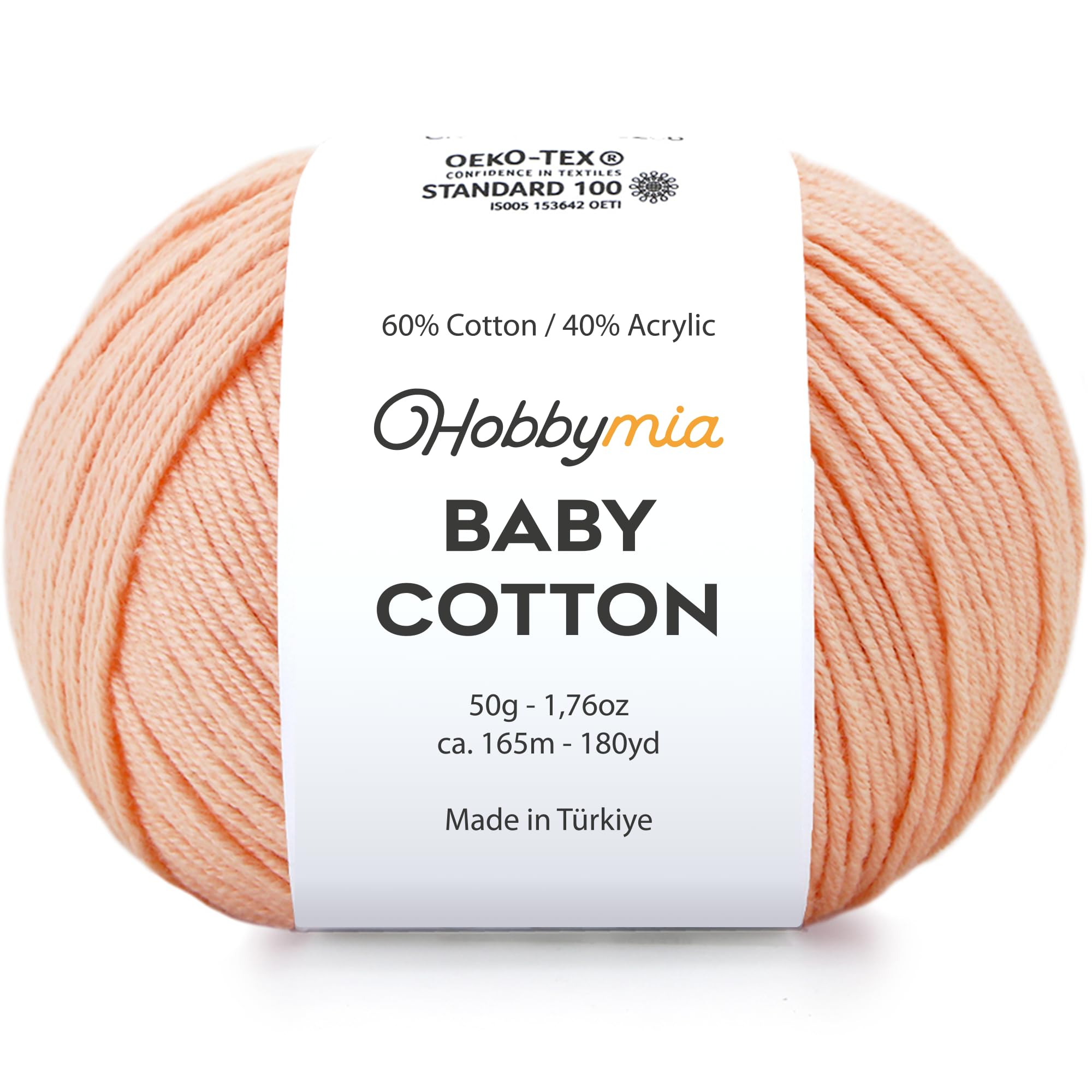 Baby Cotton Blend Yarn – Soft Sport Weight Yarn for Crochet & Amigurumi - 50g/180yds - 60% Cotton 40% Acrylic - Ideal for Baby & Knitting Proj.(Neon Green, 1 Ball) — view 124
