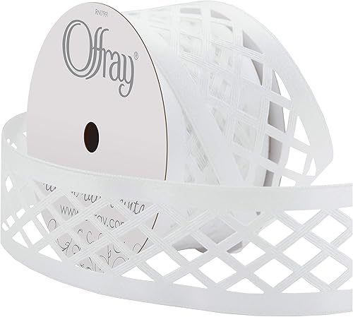 Miniatura 2 de Offray Lattice Craft Ribbon, 1 1/2 pulgadas x 9 pies, color blanco