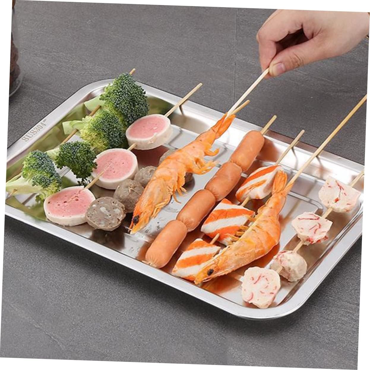 Hemoton 3pcs Stainless Steel Baking Tray for Food Serving Bbq and Oven Use Food Plates for Restaurant Parties and Picnics