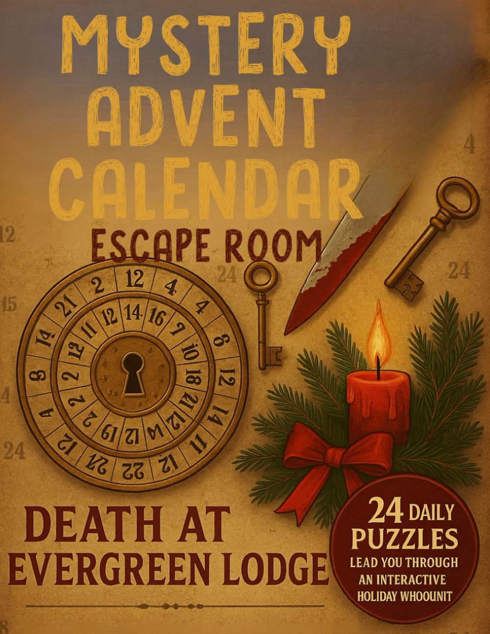 Mystery Advent Calendar Escape Room -Death at Evergreen Lodge: 24 Daily Puzzles Lead You Through an Interactive Holiday Whodunit