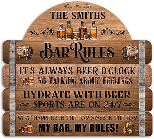 Miniatura 9 de THUYPT - Letrero de madera con reglas de barra para el hogar, bar, sótano, decoración de bar para colgar en la pared, letrero de madera impreso