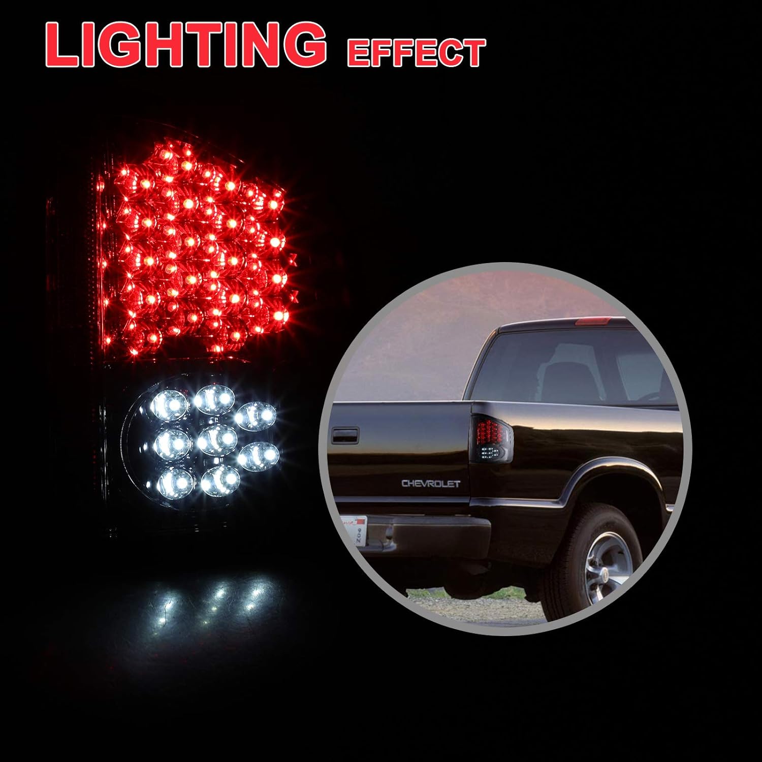 AUTOWIKI LED Tail Lights fit for 1994-2004 Chevy S10/ 1994-2004 GMC Sonoma/ 1996-2000 Isuzu Hombre (Not Fit Blazer or Jimmy SUV Models) 2PCS