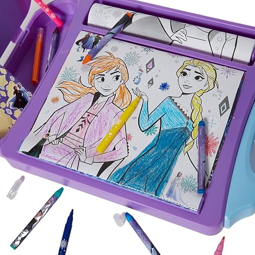 Miniatura 7 de Innovative Designs Disney Frozen Roller - Juego de escritorio artístico para niñas y niños, actividades de viaje para colorear para niños, con