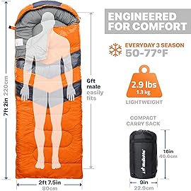 MalloMe Sleeping Bags for Adults Cold Weather & Warm - Backpacking Camping Sleeping Bag for Kids 10-12, Girls, Boys - Lightweight Compact Camping Essentials Gear Accessories Hiking Sleep Must Haves