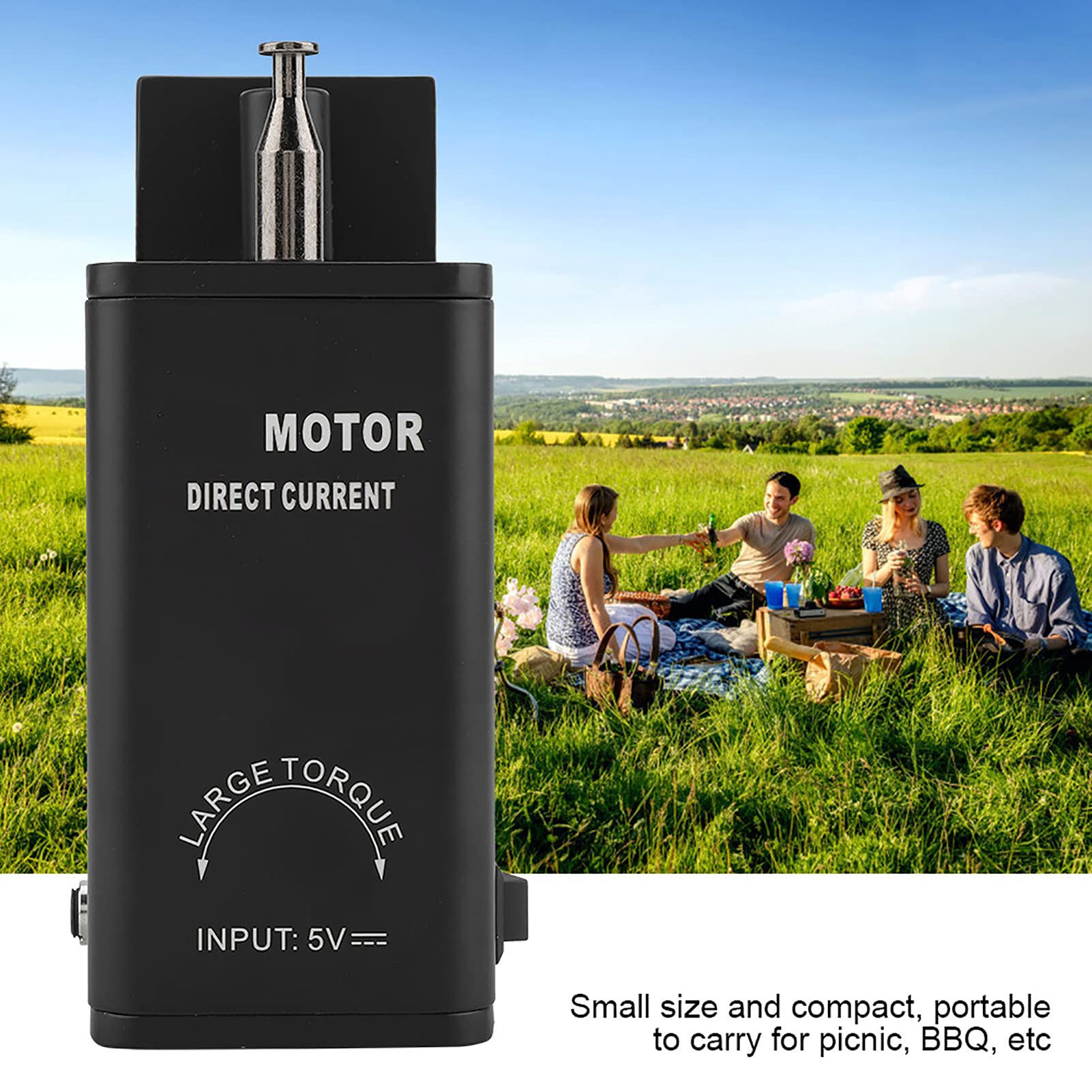 DC 5V Grillmotor Aus,Aluminium Grillmotor mit akku Verstellbarer Außengrillmotor Low Power Low Noise Mit USB Kabel Geeignets,Für Grillabende Im Freien Picknicks Camping Usw