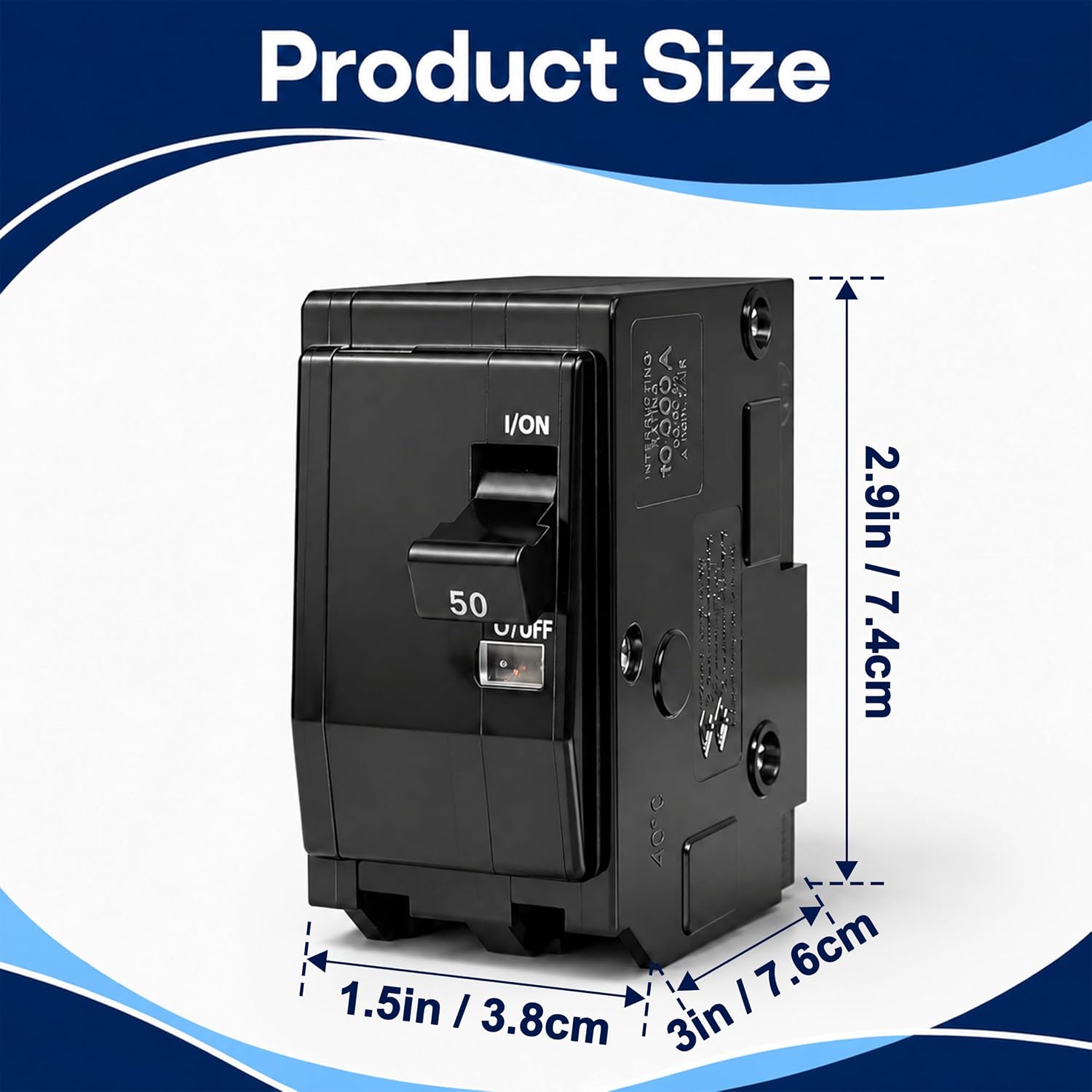 2 Pcs 50Amp 2-Pole Circuit Breaker for QO250CP, Breaker 50Amp for QO250 for Square D QO Load Centers, NQOD and CSEDs Panel Boards, 120/240V AC, 10kA