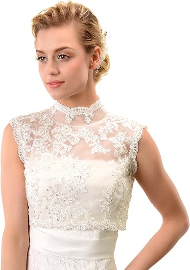 Amazon Topweddingアイボリーノースリーブレースブライダルドレスボレロジャケット結婚式ボレロラップ Xl ストール 通販