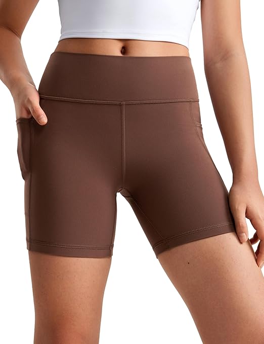 CRZ YOGA Girls Butterluxe Athletic High Waist Biker Shorts with Pockets - Lounge Active Dance Yoga Running Kids Teen