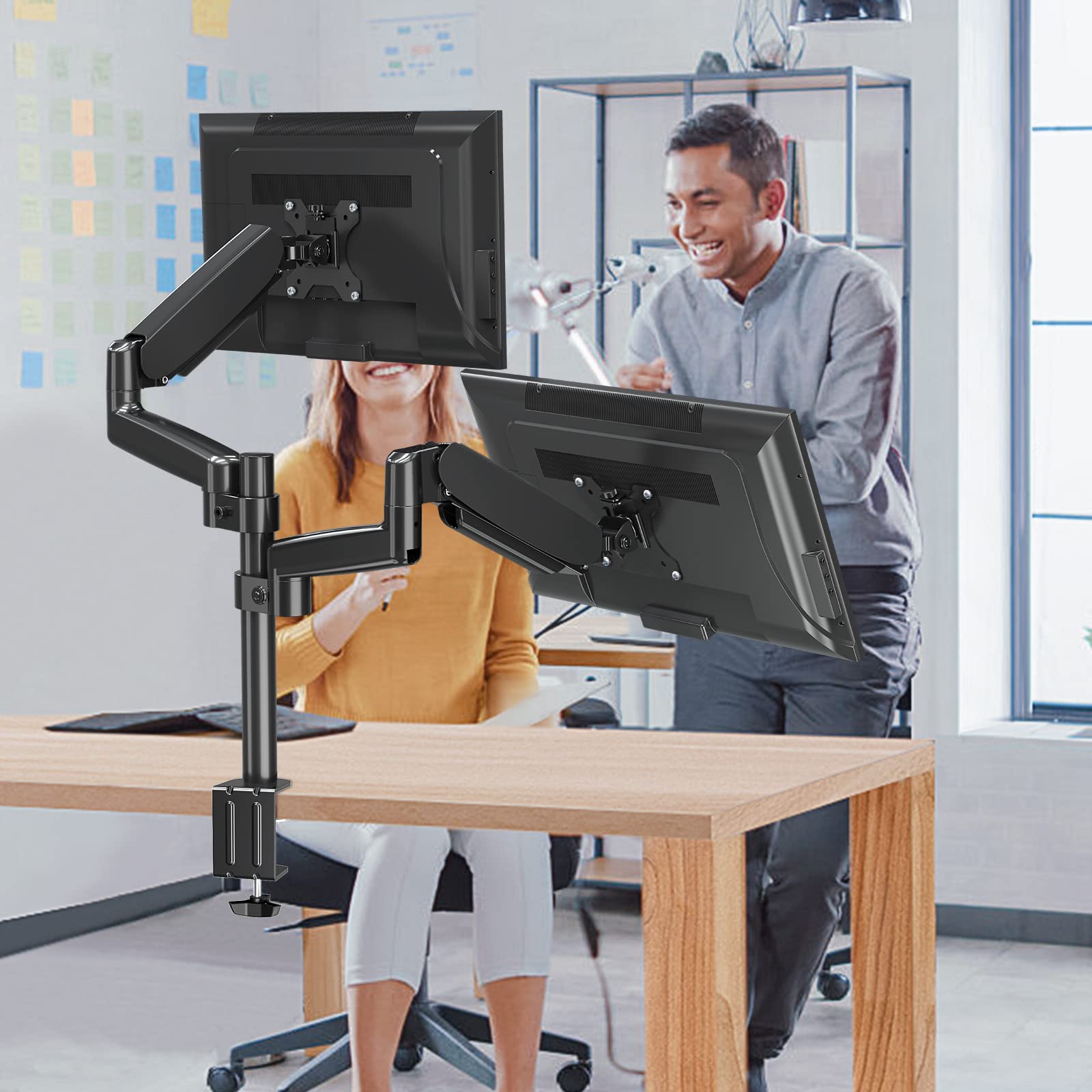 MOUNT PRO Dual Monitor Mount for 13-32" Computer Screen, Height Adjustable Gas Spring Monitor Arm for 2 Monitors, Heavy Duty Monitor Stand Holds up to 17.6lbs Each, VESA Mount 75x75/100x100
