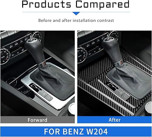 Miniatura 3 de Fibra de carbono, para accesorios de Mercedes Benz, cubierta del panel de cambio de marchas del coche para Mercedes Benz Clase C W204 2007 2008 2009