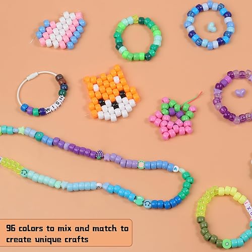 Miniatura 5 de THRELE Kit de 4000 cuentas de poni para hacer pulseras de la amistad, incluye 96 colores de cuentas Kandi, cuentas de letras, cuentas para hacer