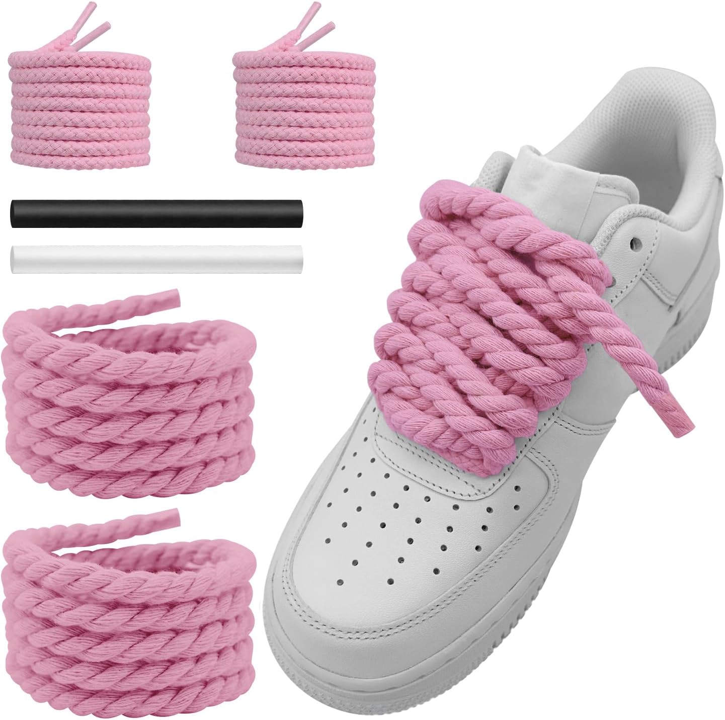 Thick Rope Shoe Laces Strings for Air Force 1, 10mm Round Cotton Chunky Shoelaces Replacement Laces for Sneakers