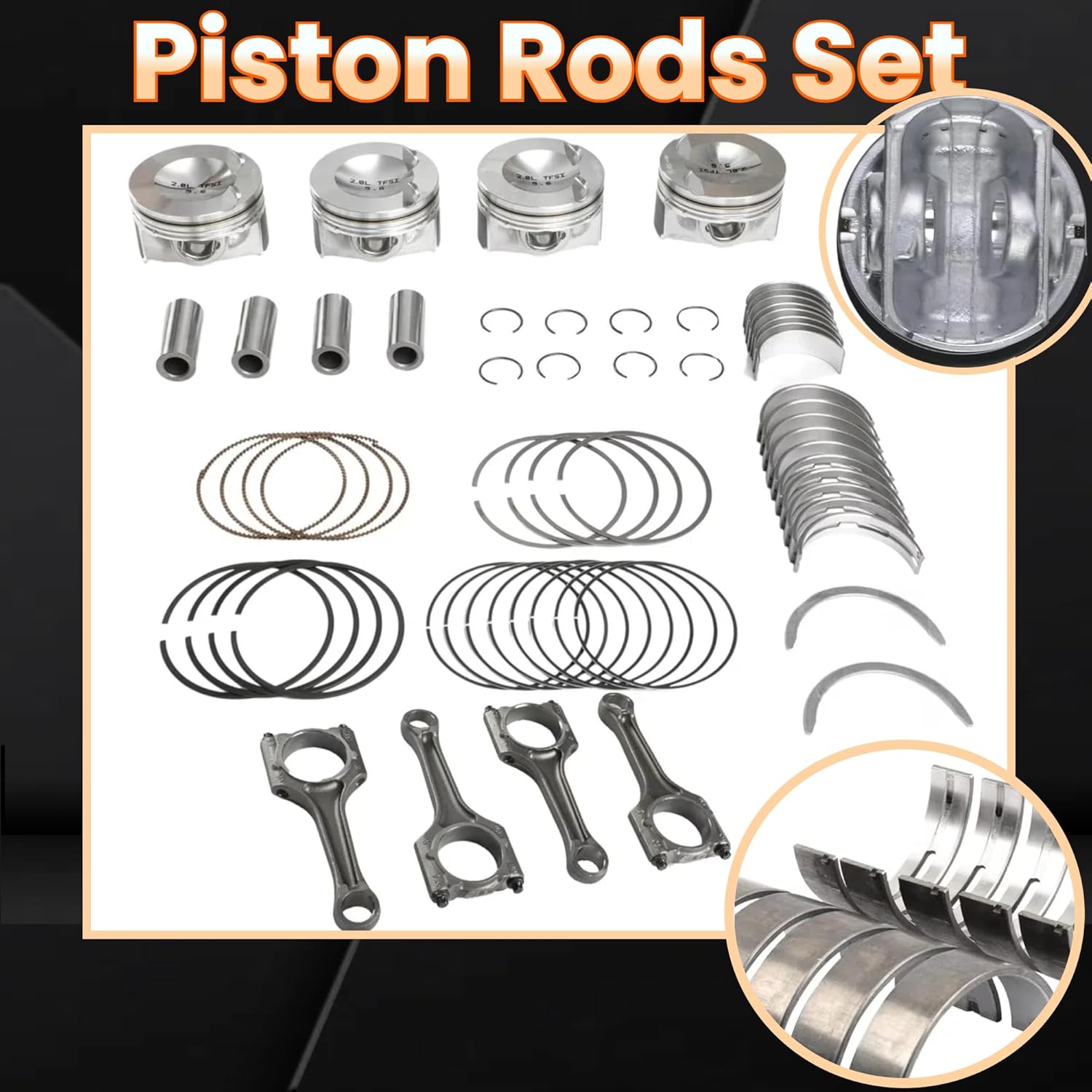 23mm Timing Chain Kit Piston Rods Set Engine Valves Gasket Fits for Audi A4 A6 Q5 TT VW Jetta Tiguan Golf GTI Passat CC 2008-2015 2.0T 06H109469T 06H198401A 06H109469AD 06H107065DM