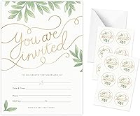 Rileys & Co 50 Pack Gold Foil Wedding Invitations with Envelopes & Stickers, Elegant Leaf Design, 5x7 Customizable Cards