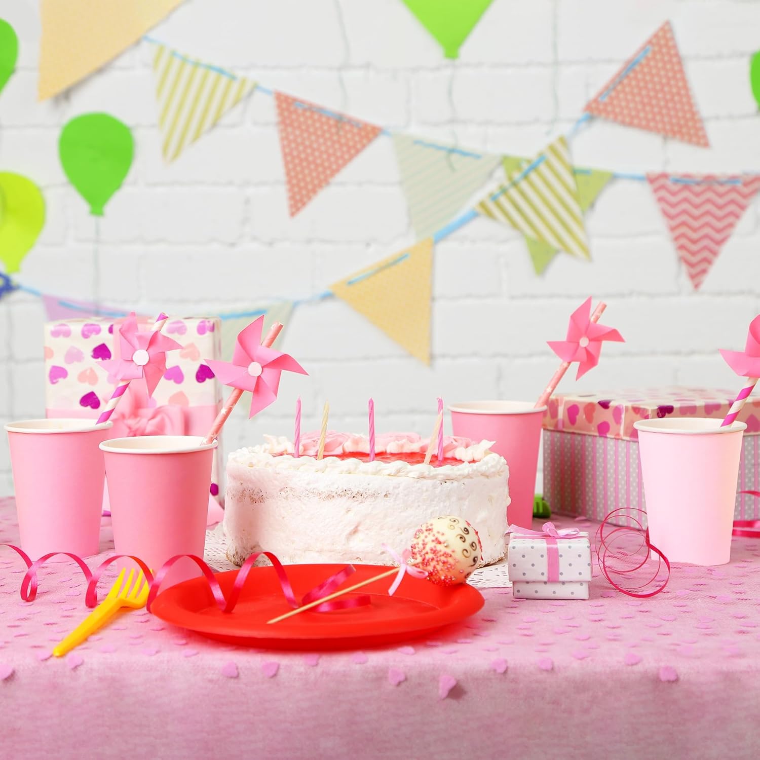 URATOT 60 Pieces 9 Ounce Disposable Paper Cups Gradient Pink Party Cups Drinking Cups for Party, DIY, and Holiday, 4 Colors - Image 6