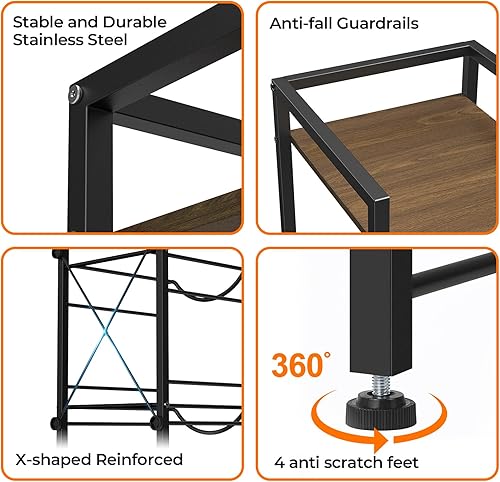 Miniatura 4 de Soporte para jarra de agua de 5 galones con ruedas, dispensador de jarra de agua de 5 galones, soporte de 4 niveles con mesa de madera, soporte para