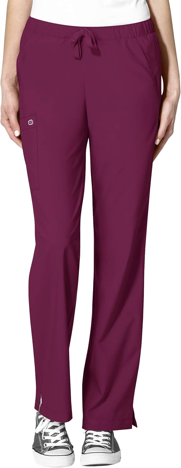 WonderWink W123 Women's Basic V-Neck Top & Drawstring Pant Scrub Set + Badge Reel