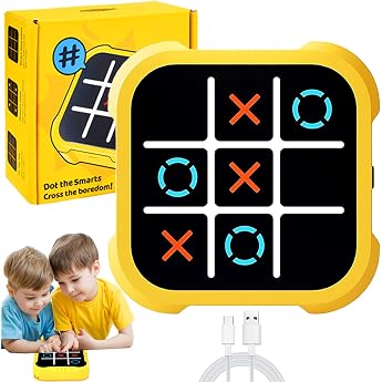 Tic Tac Toe Electronic Electronic Tic-Tac-Toe Bolt Game 3-in-1 Puzzle Game Console Fidget Toy Board Games Board Game Family Portable Travel Games for Education 3+ Year Old Boys Yellow