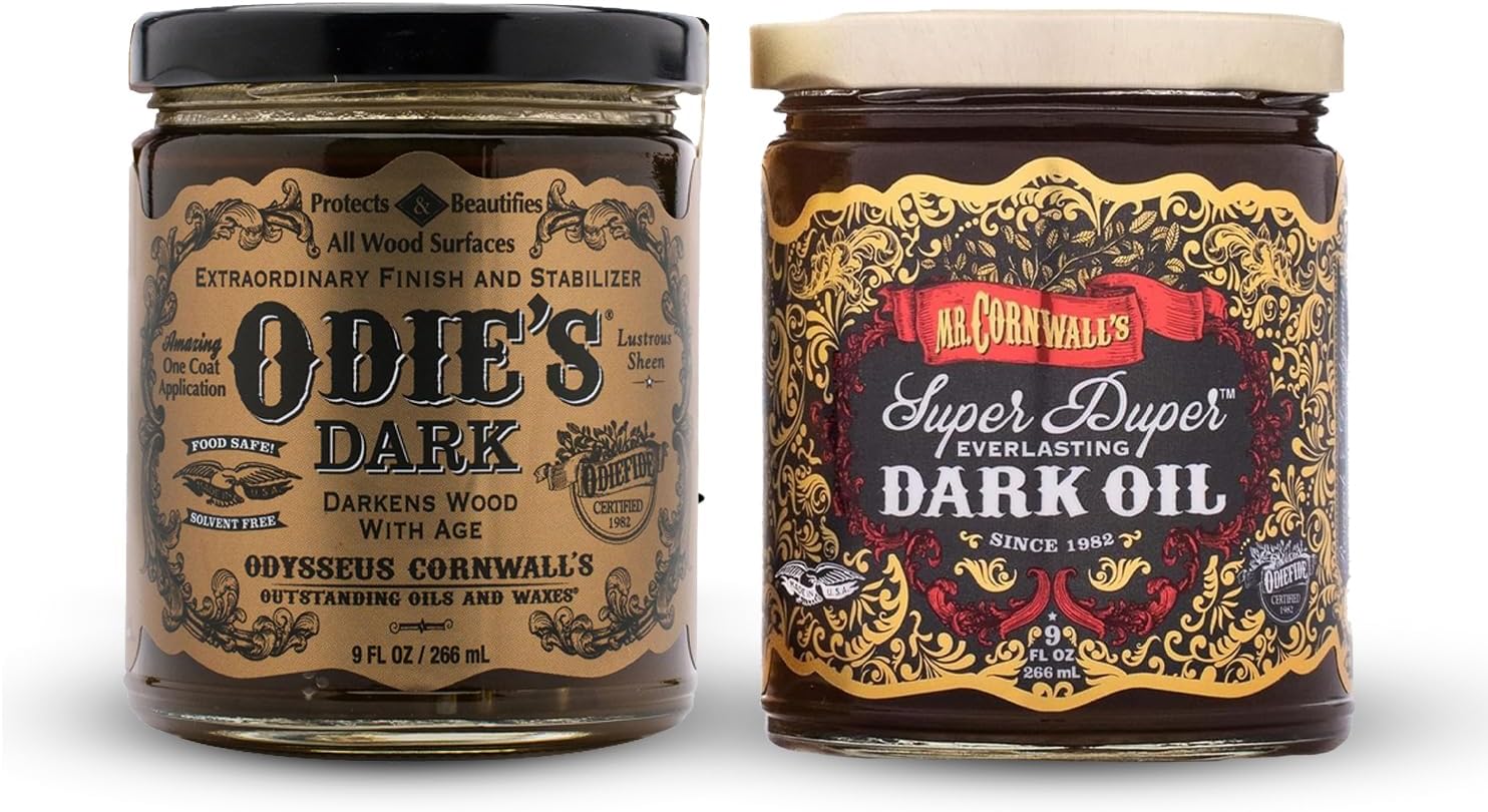 Odie’s Dark Oil & Super Duper Dark Oil Combo Finish Kit: 2-in-1 Bundle (9 oz) Natural Protection and beautification for Wood that Darkens and Patinas with Age