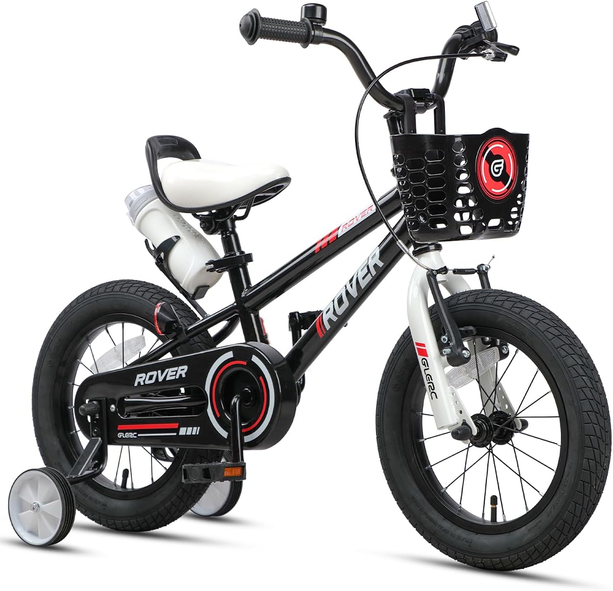 Glerc Rover Bicicleta para niños, Bicicleta para niños de 12 a 18 Pulgadas para niños de 2 a 9 años, Bicicleta para niños con Botella de Agua, Cesta y Ruedas de Entrenamiento, Varios Colores