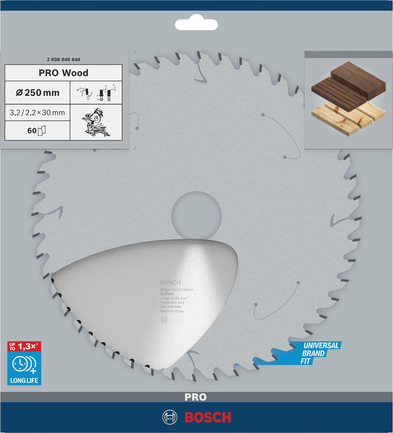 Bosch Hoja de sierra circular Optiline Wood 250 x 30 x 3,2 mm 60 dientes
